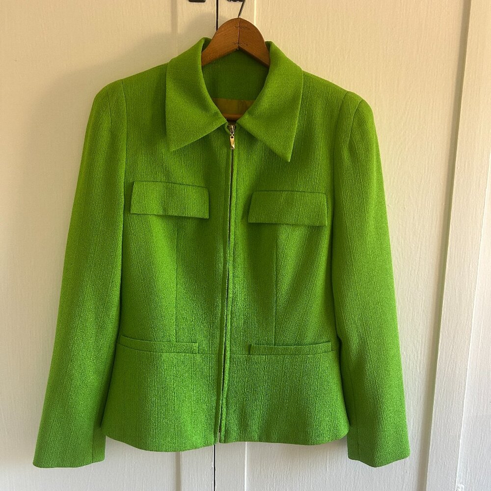 Gorgeous Vintage 90s Lime Green Zip-Up Jacket (Sz XS)